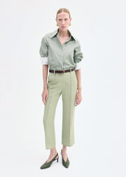 Fitted Shirt in Striped Poplin - Green and White - CO Collections